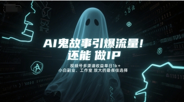 AI鬼故事引爆流量，还能做IP，视频号多渠道收益单日1k+，小白副业、工作室放大的最佳选择-南友云赚