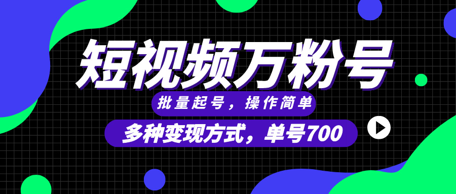 短视频快速涨粉，批量起号，单号700，多种变现途径，可无限扩大来做。-南友云赚