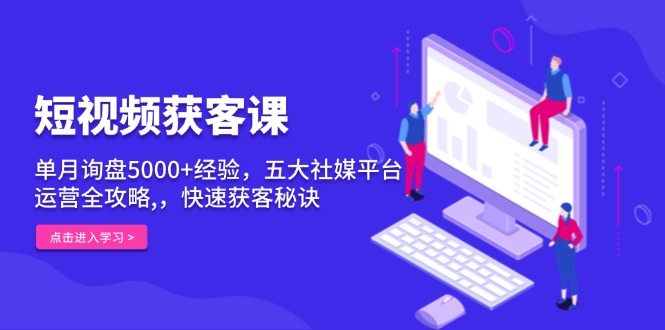 短视频获客课，单月询盘5000+经验，五大社媒平台运营全攻略,，快速获客…-南友云赚