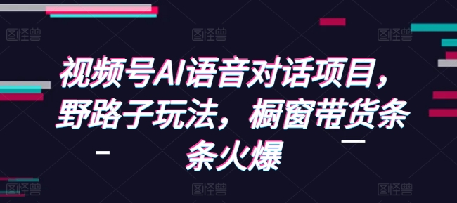 视频号AI语音对话项目，野路子玩法，橱窗带货条条火爆-南友云赚