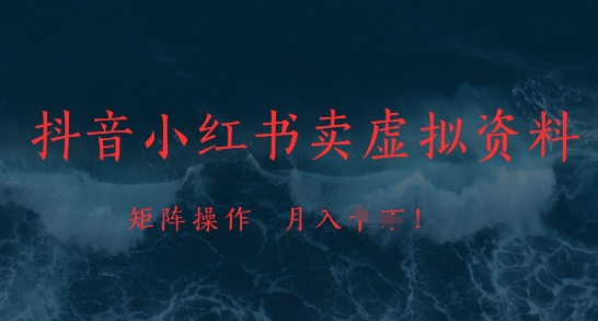 抖音小红书卖虚拟资料，市场需求一直存在，矩阵操作，月入1w+-南友云赚
