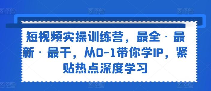 短视频实操训练营，最全·最新·最干，从0-1带你学IP，紧贴热点深度学习-南友云赚