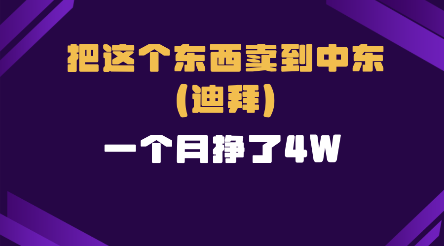 跨境电商一个人在家把货卖到迪拜，暴力项目拆解-南友云赚