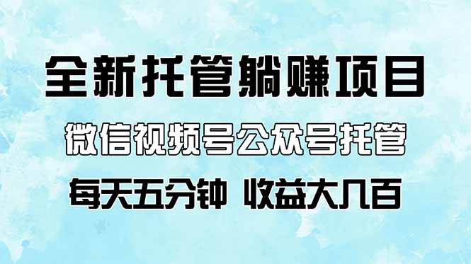 全新托管躺赚项目，微信视频号公众号托管代运营，每天五分钟，收益大几百-南友云赚