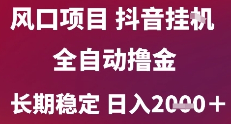 风口项目，六月最新玩法抖音无人挂G，全自动撸金，长期稳定 日入2k+【揭秘】-南友云赚