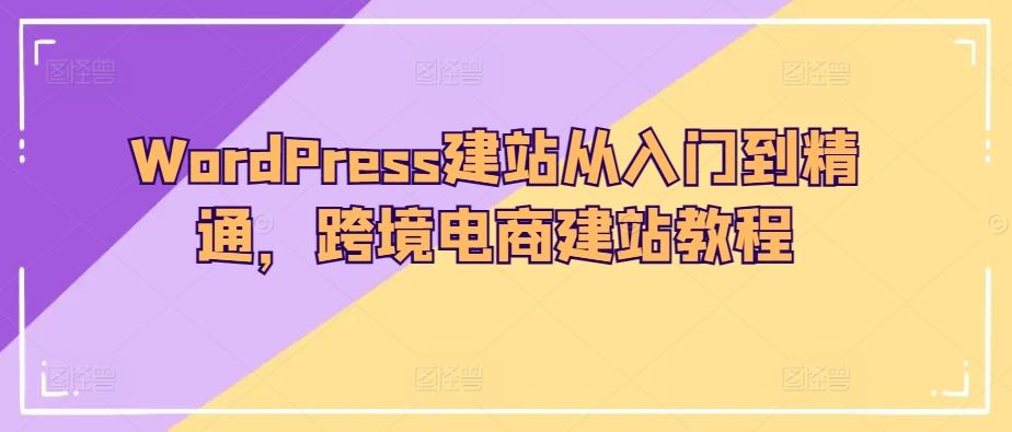 WordPress建站从入门到精通，跨境电商建站教程-南友云赚