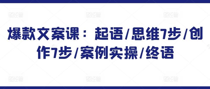 爆款文案课：起语/思维7步/创作7步/案例实操/终语-南友云赚