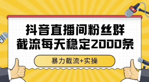 抖音直播间粉丝群暴力截流，一台电脑每天稳定2000条数据，暴力截流+实操 【揭秘】-南友云赚