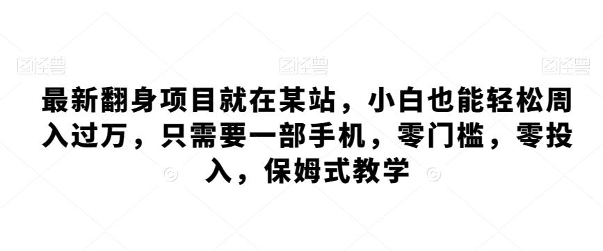 最新翻身项目就在某站，小白也能轻松周入过万，只需要一部手机，零门槛，零投入，保姆式教学-南友云赚
