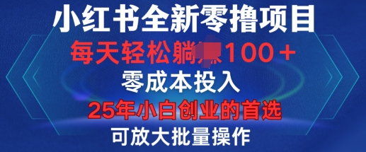 小红书全新纯零撸项目，只要有号就能玩，可放大批量操作，轻松日入100+【揭秘】-南友云赚