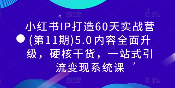小红书IP打造60天实战营(第11期)5.0​内容全面升级，硬核干货，一站式引流变现系统课-南友云赚