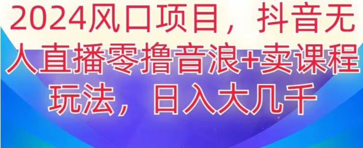 2024风口项目，抖音无人主播撸音浪+卖课程玩法，日入大几千【揭秘】-南友云赚