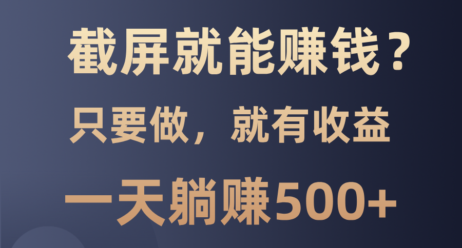 截屏就能赚钱？0门槛，只要做，100%有收益的一个项目，一天躺赚500+-南友云赚