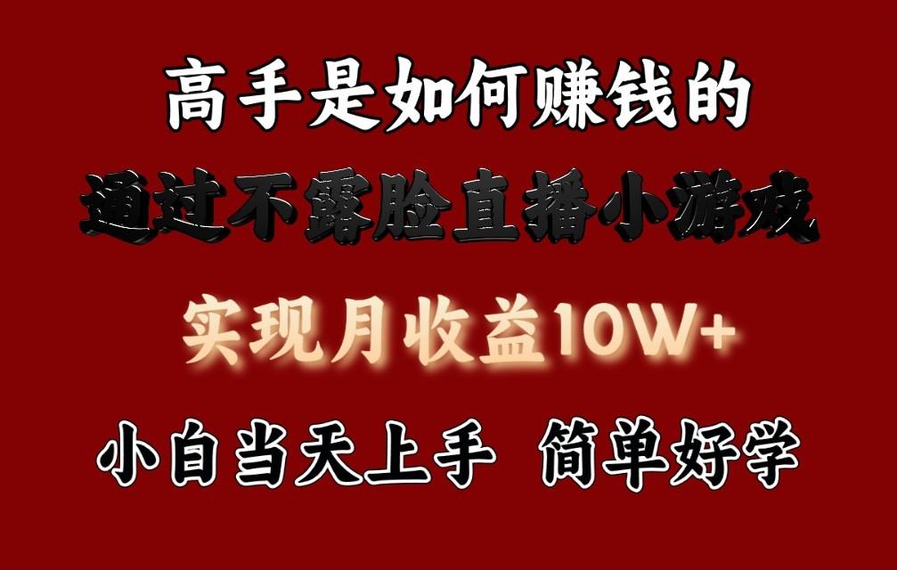 每天收益3800+，来看高手是怎么赚钱的，新玩法不露脸直播小游戏，小白当天上手-南友云赚