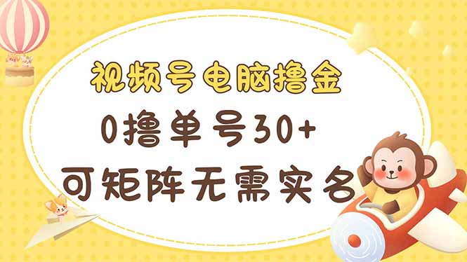 视频号电脑撸金 0撸单号30+ 可矩阵 无需实名多号多得-南友云赚