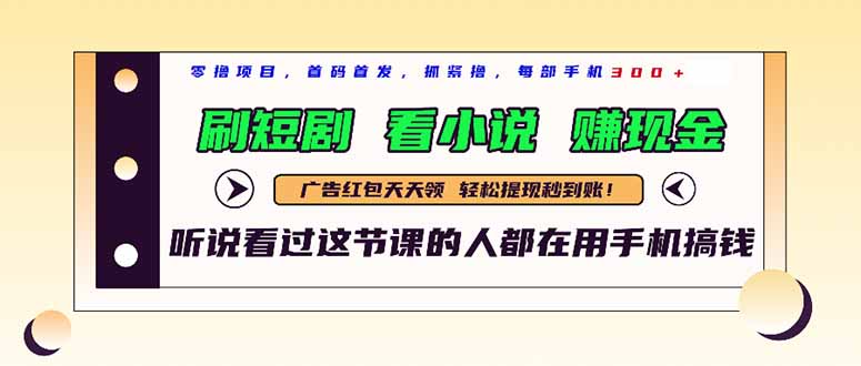 最新短剧平台，刷短剧，看小说，赚现金，一部手机日入300+-南友云赚