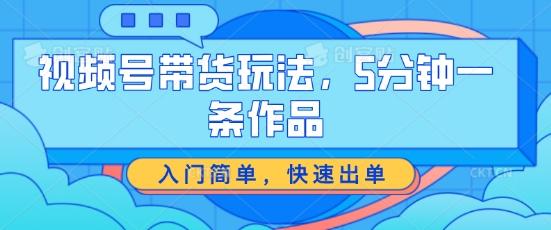 视频号带货玩法，5分钟一条作品，入门简单，快速出单【揭秘】-南友云赚