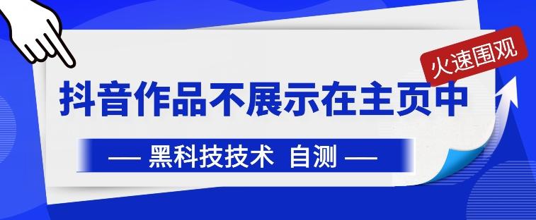 抖音黑科技：抖音作品不展示在主页中【揭秘】-南友云赚