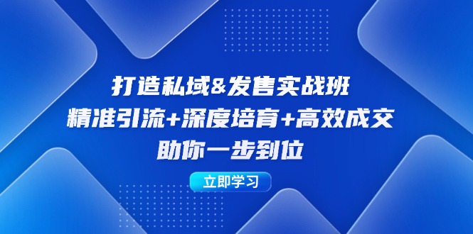 打造私域&发售实操班：精准引流+深度培育+高效成交，助你一步到位-南友云赚