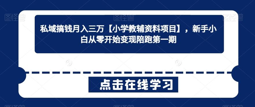 私域搞钱月入三万【小学教辅资料项目】，新手小白从零开始变现陪跑第一期-南友云赚