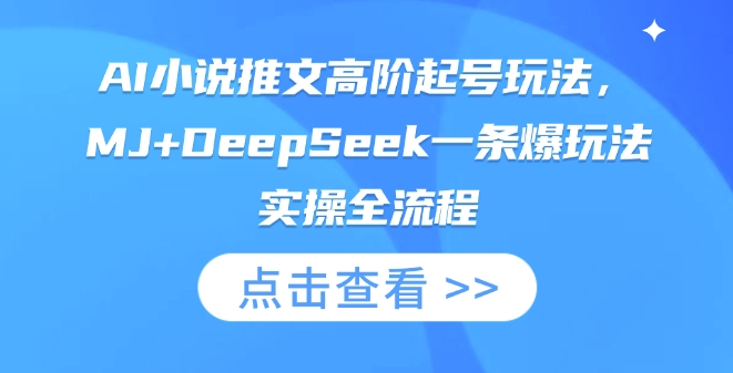 AI小说推文高阶起号玩法，MJ+DeepSeek一条爆玩法实操全流程-南友云赚
