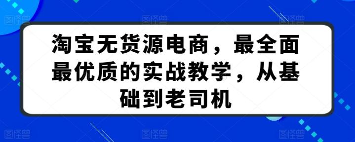 淘宝无货源电商，最全面最优质的实战教学，从基础到老司机-南友云赚