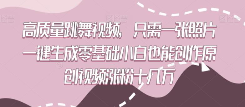 高质量跳舞视频，只需一张照片一键生成零基础小白也能创作原创视频涨粉十几万【揭秘】-南友云赚
