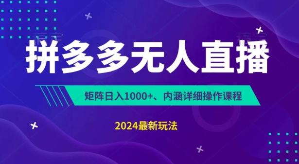 拼多多无人直播不封号，0投入，3天必起，无脑挂机，日入1k+【揭秘】-南友云赚