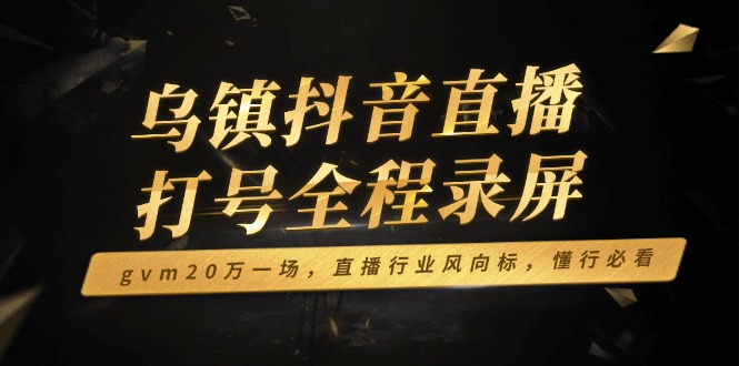 乌镇抖音直播打号全程录屏，gvm20万一场，直播行业风向标，懂行必看-南友云赚