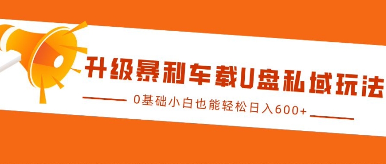 升级暴利车载U盘私域玩法，0基础小白也能轻松日入多张【揭秘】-南友云赚