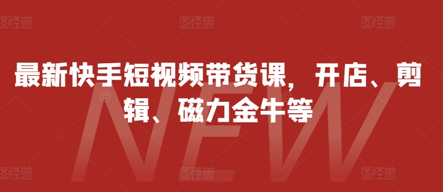 最新快手短视频带货课，开店、剪辑、磁力金牛等-南友云赚