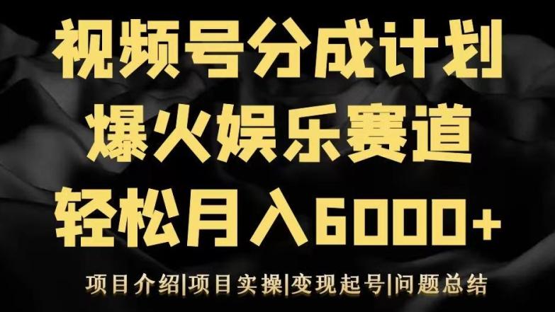 视频号创作分成计划之娱乐赛道轻松日入500+-南友云赚