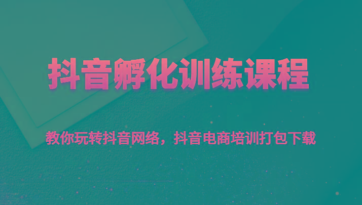 抖音孵化训练课程-教你玩转抖音网络，抖音电商培训打包下载-南友云赚