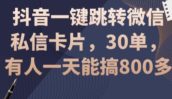 抖音一键跳转微信私信卡片，30单，一天能搞800多-南友云赚