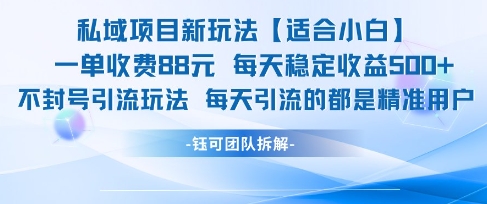 私域项目新玩法【适合小白】 一单收费88.每天稳定收益几张-南友云赚
