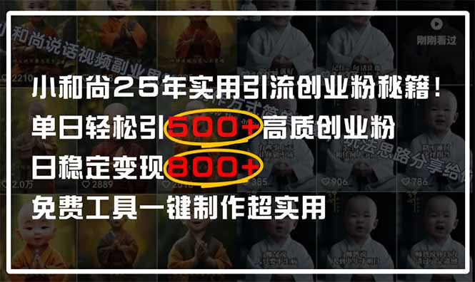 小和尚2025年实用引流秘籍！单日轻松引500+高质量创业粉，日变现800+，…-南友云赚