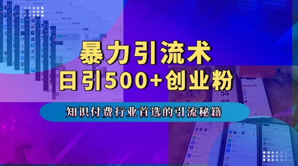 暴力引流术，专业知识付费行业首选的引流秘籍，一天暴流500+创业粉，五个手机流量接不完!-南友云赚
