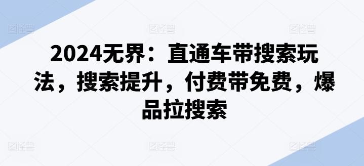 2024无界：直通车带搜索玩法，搜索提升，付费带免费，爆品拉搜索-南友云赚