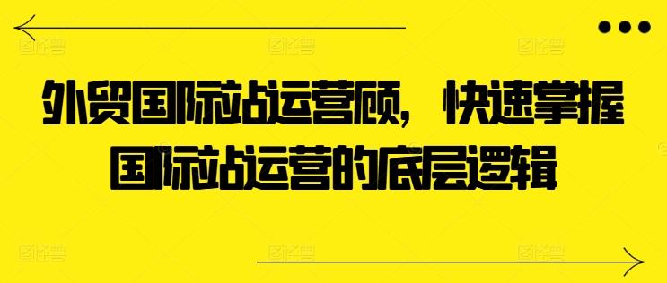 外贸国际站运营顾问，快速掌握国际站运营的底层逻辑-南友云赚