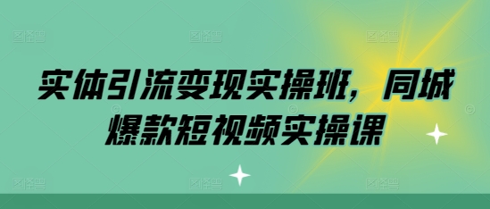 实体引流变现实操班，同城爆款短视频实操课-南友云赚