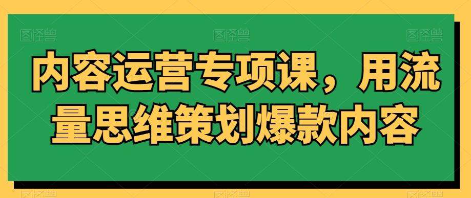 内容运营专项课，用流量思维策划爆款内容-南友云赚