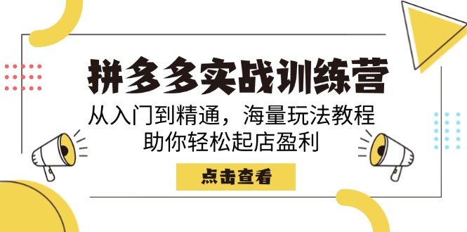 拼多多实战训练营，从入门到精通，海量玩法教程，助你轻松起店盈利-南友云赚