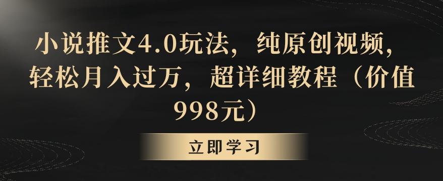 小说推文4.0玩法，纯原创视频，轻松月入过万，超详细教程(价值998元)【揭秘】-南友云赚