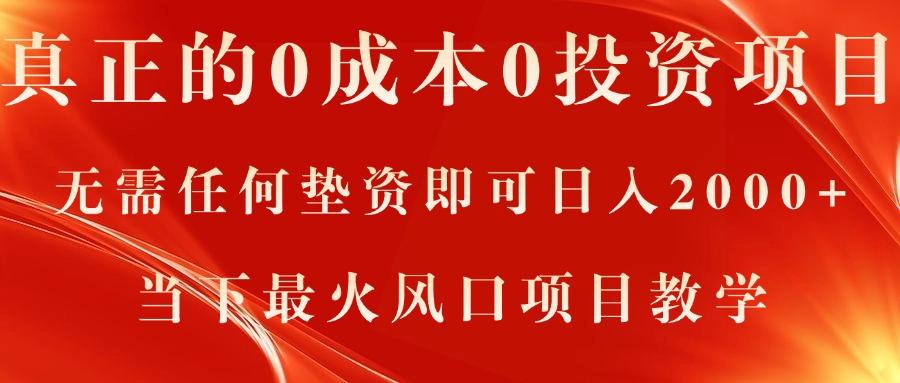 真正的0成本0投资项目，无需任何垫资即可日入2000+，当下最火风口项目教学-南友云赚