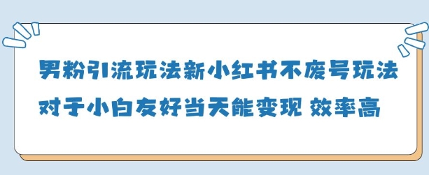 男粉引流玩法(新)，玩法友好做的好当天就能变现-南友云赚