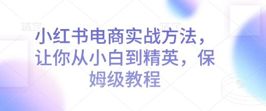 小红书电商实战方法，让你从小白到精英，保姆级教程-南友云赚