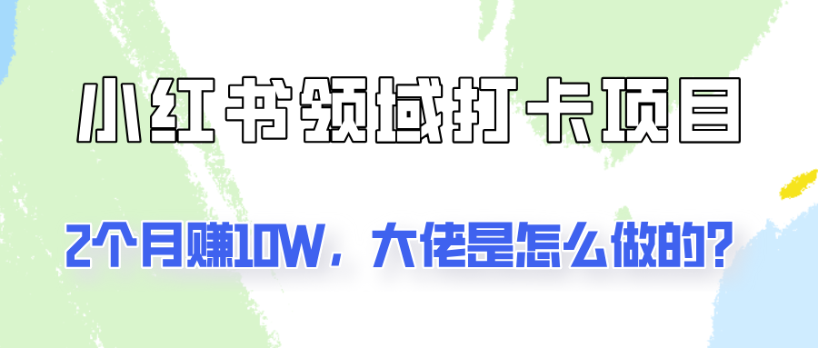 通过小红书领域打卡项目2个月赚10W，大佬是怎么做的？-南友云赚