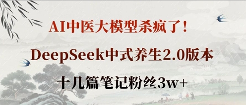 AI中医大模型杀疯了！DeepSeek中式养生2.0版本，十几篇笔记粉丝3w+-南友云赚
