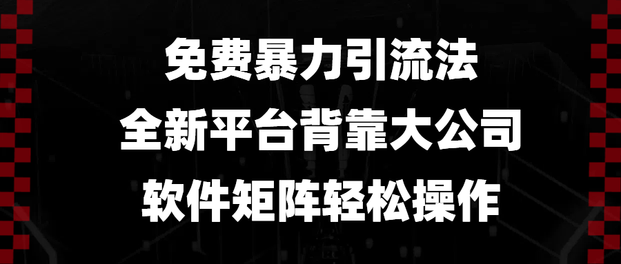 免费暴力引流法，全新平台，背靠大公司，软件矩阵轻松操作-南友云赚