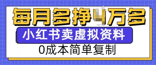 小红书虚拟资料项目，0成本简单复制，每个月多挣1W【揭秘】-南友云赚